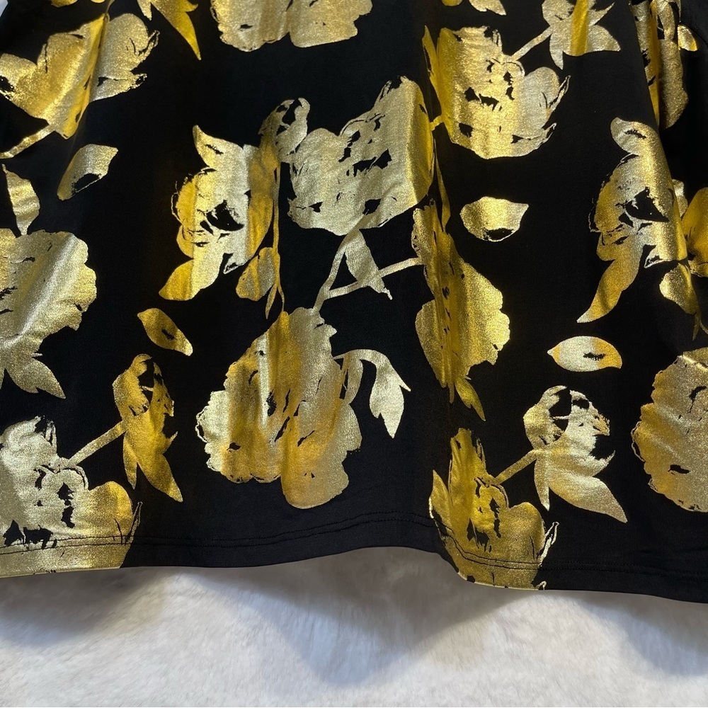 New Rachel Roy Womens Black Gold Metallic Floral Sleeveless Plus Business 2X - Picture 4 of 10